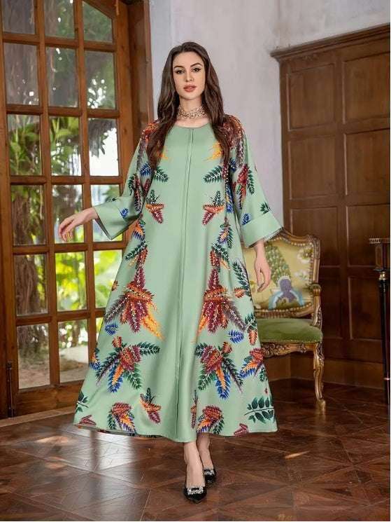 Elegant Floral Print Long Sleeve Abaya Dress 4 elegant-floral-print-long-sleeve-abaya-dress-4493436