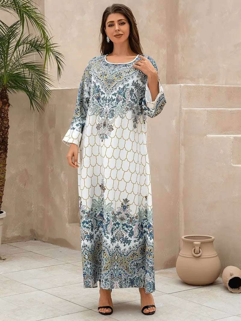 White Floral Print Women's Abaya 4 white-floral-print-womens-abaya-2920647