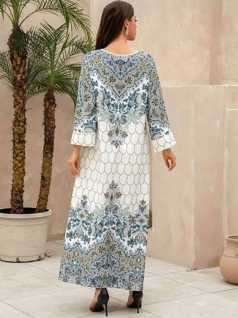 White Floral Print Women's Abaya 4 white-floral-print-womens-abaya-6837875