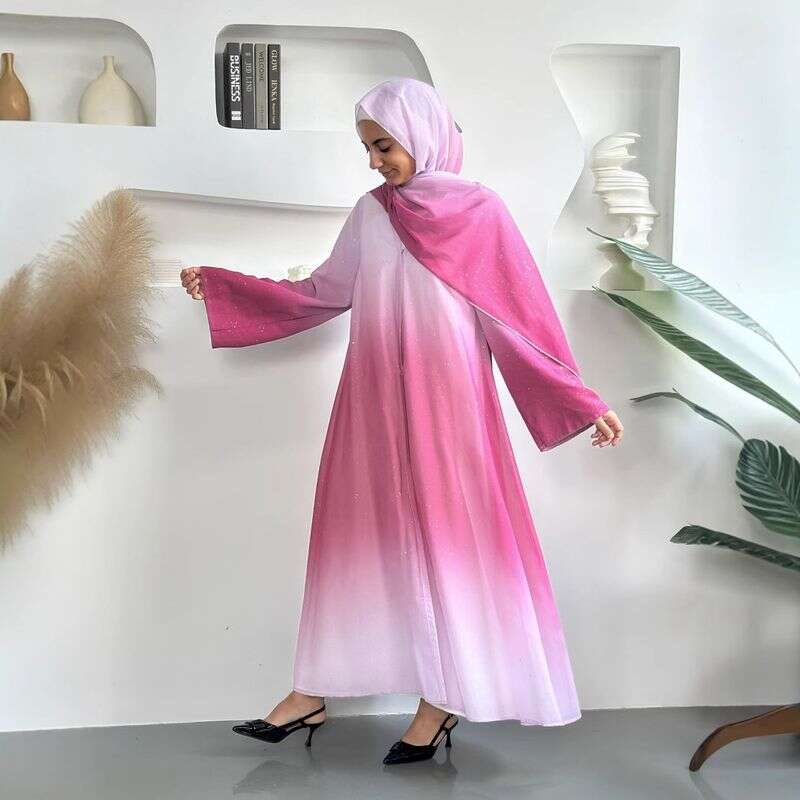 Women's Clothing New Middle Eastern Women's Gradient Robe Spring And Summer Breathable Abaya Robe Lined With Headscarf Three Piece Set - Fabaya UK Women's Clothing New Middle Eastern Women's Gradient Robe Spring And Summer Breathable Abaya Robe Lined With Headscarf Three Piece Set 1924654280028803072