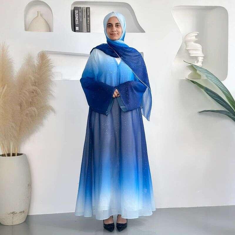 Women's Clothing New Middle Eastern Women's Gradient Robe Spring And Summer Breathable Abaya Robe Lined With Headscarf Three Piece Set - Fabaya UK Women's Clothing New Middle Eastern Women's Gradient Robe Spring And Summer Breathable Abaya Robe Lined With Headscarf Three Piece Set 1924654287024902144