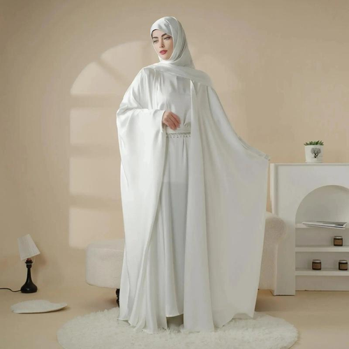 5-Piece Abaya Set: Loose Full Cover Satin Abaya Set with Niqab