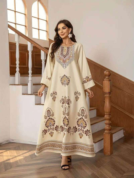 Apricot Floral Printed Abaya 4 apricot-floral-printed-abaya-1314048
