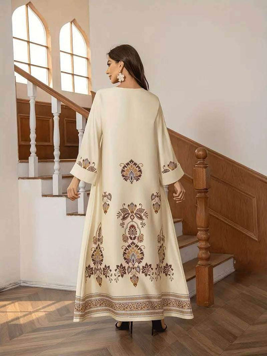 Apricot Floral Printed Abaya 4 apricot-floral-printed-abaya-4963481