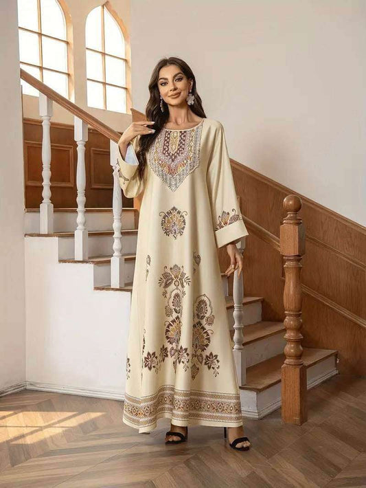 Apricot Floral Printed Abaya 4 apricot-floral-printed-abaya-7651162
