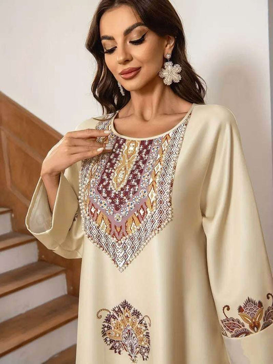 Apricot Floral Printed Abaya 4 apricot-floral-printed-abaya-5129194