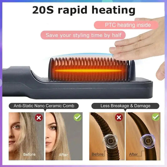 Electric Multifunctional Straight Hair Straightener Comb Anti-Scalding Fabaya UK