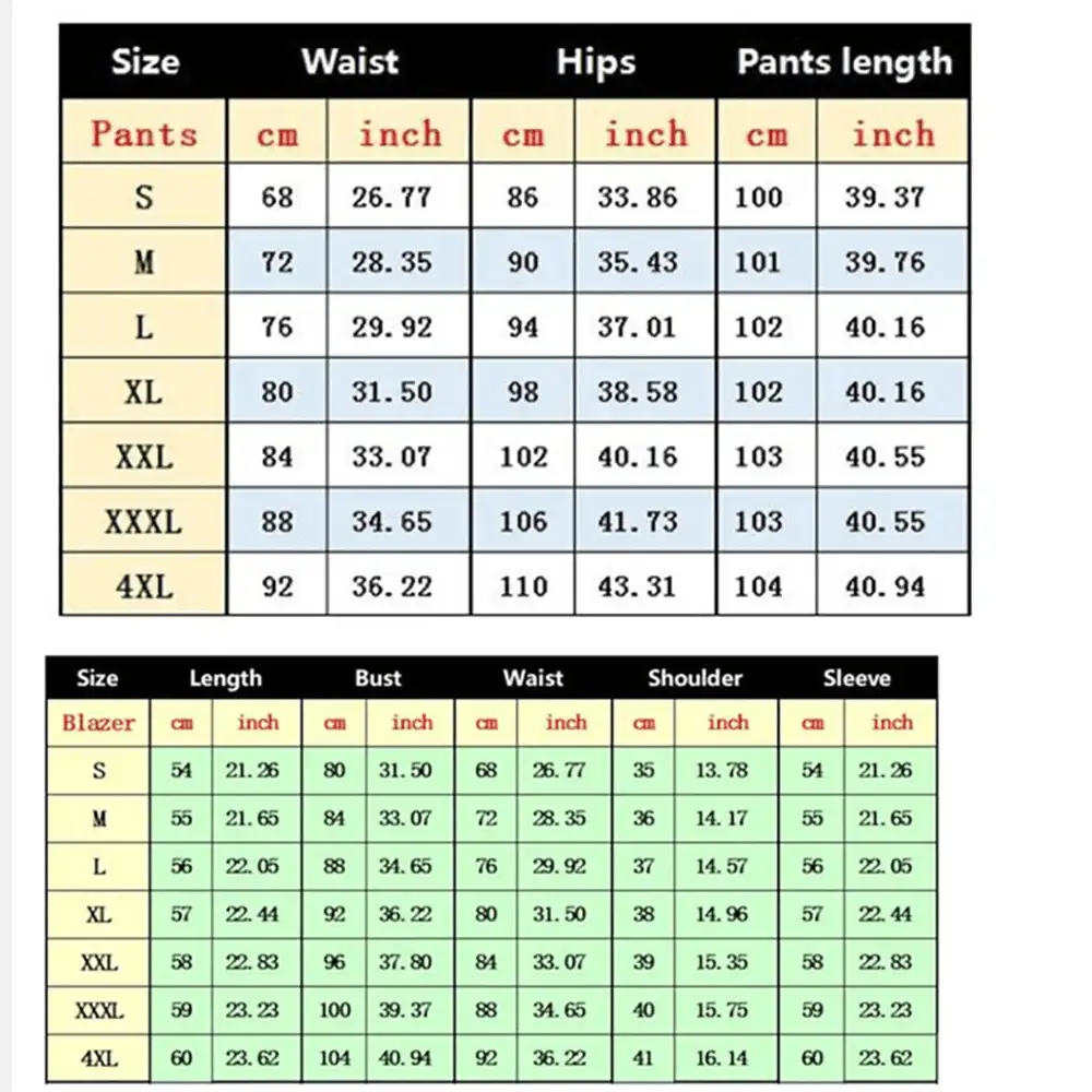 Size chart for Fabaya UK brown abaya jacket for women showing measurements for waist hips pants length and blazer dimensions