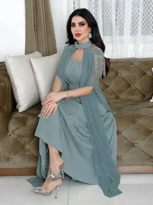 Elegant Eid Abaya Dress with Cloak & Belt elegant-eid-abaya-dress-with-cloak-belt-4359347