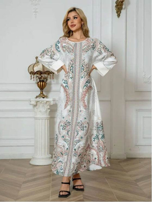 Elegant Floral Print Long Sleeve Abaya Dress 4 elegant-floral-print-long-sleeve-abaya-dress-1010002