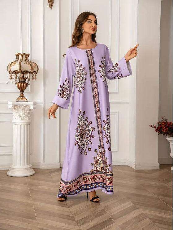 Elegant Floral Print Long Sleeve Abaya Dress 4 elegant-floral-print-long-sleeve-abaya-dress-2723946