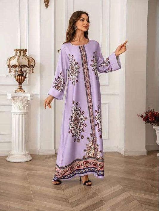 Elegant Floral Print Long Sleeve Abaya Dress 4 elegant-floral-print-long-sleeve-abaya-dress-2723946