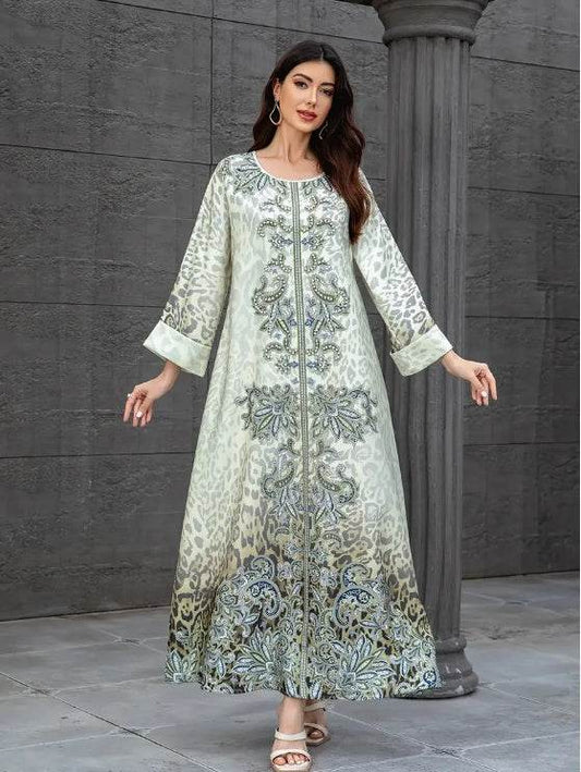 Elegant Floral Print Long Sleeve Abaya Dress 4 elegant-floral-print-long-sleeve-abaya-dress-8190407