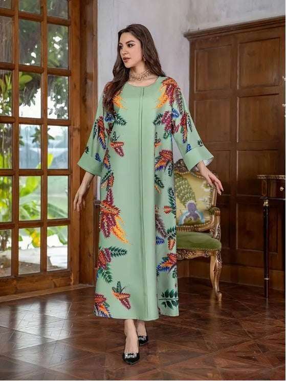 Elegant Floral Print Long Sleeve Abaya Dress 4 elegant-floral-print-long-sleeve-abaya-dress-6658876