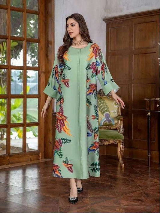 Elegant Floral Print Long Sleeve Abaya Dress 4 elegant-floral-print-long-sleeve-abaya-dress-6658876