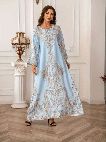 Elegant Floral Print Long Sleeve Abaya Dress 4 elegant-floral-print-long-sleeve-abaya-dress-9066807