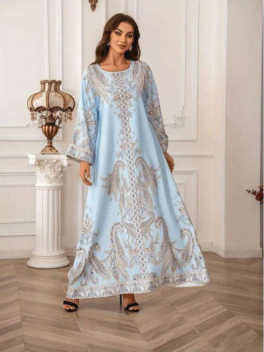 Elegant Floral Print Long Sleeve Abaya Dress 4 elegant-floral-print-long-sleeve-abaya-dress-9066807