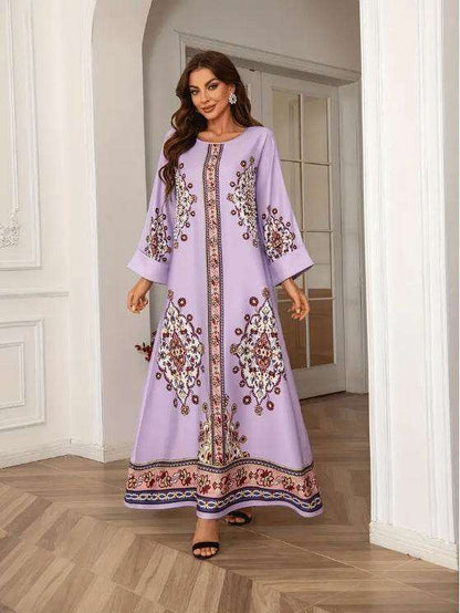 Elegant Floral Print Long Sleeve Abaya Dress 4 elegant-floral-print-long-sleeve-abaya-dress-6109124