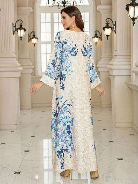 Elegant Floral Print Long Sleeve Abaya Dress 4 elegant-floral-print-long-sleeve-abaya-dress-2820930