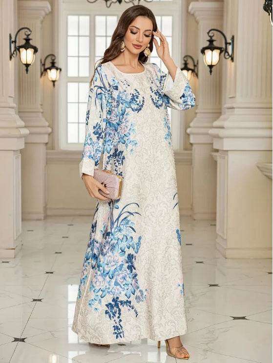 Elegant Floral Print Long Sleeve Abaya Dress 4 elegant-floral-print-long-sleeve-abaya-dress-4093215