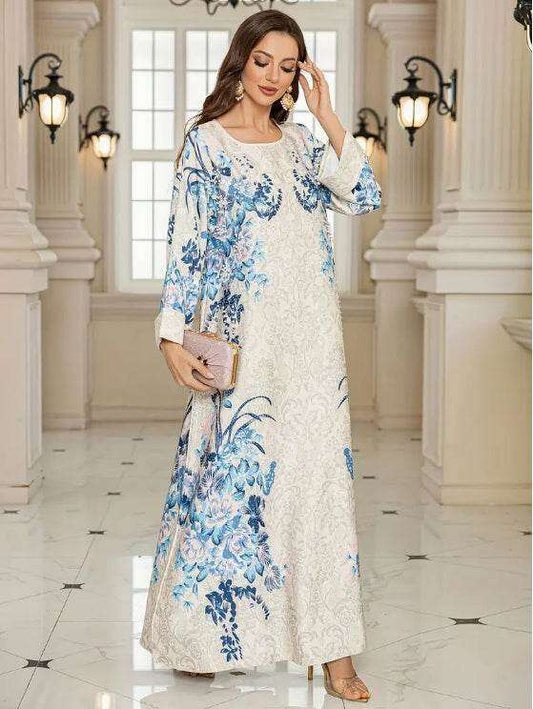 Elegant Floral Print Long Sleeve Abaya Dress 4 elegant-floral-print-long-sleeve-abaya-dress-4093215