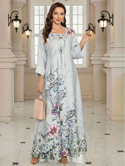 Elegant Floral Print Long Sleeve Abaya Dress 4 elegant-floral-print-long-sleeve-abaya-dress-1343660