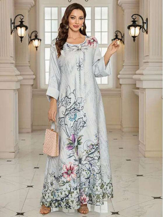 Elegant Floral Print Long Sleeve Abaya Dress 4 elegant-floral-print-long-sleeve-abaya-dress-1343660