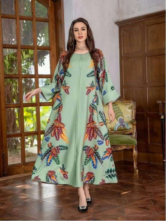 Elegant Floral Print Long Sleeve Abaya Dress 4 elegant-floral-print-long-sleeve-abaya-dress-4286353