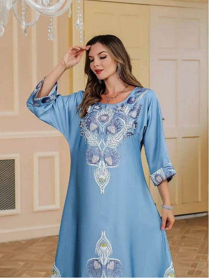 Elegant Floral Print Long Sleeve Abaya Dress 4 elegant-floral-print-long-sleeve-abaya-dress-2164223