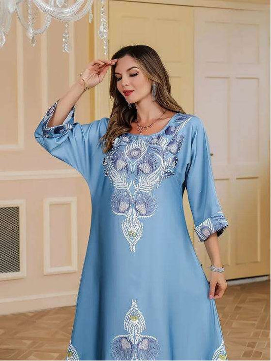 Elegant Floral Print Long Sleeve Abaya Dress 4 elegant-floral-print-long-sleeve-abaya-dress-2164223