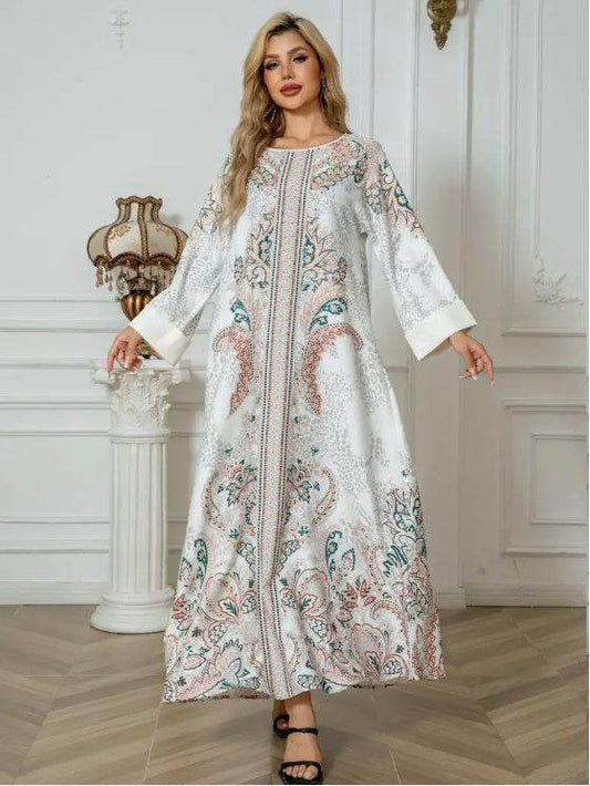 Elegant Floral Print Long Sleeve Abaya Dress 4 elegant-floral-print-long-sleeve-abaya-dress-4054411