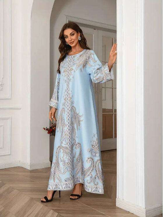 Elegant Floral Print Long Sleeve Abaya Dress 4 elegant-floral-print-long-sleeve-abaya-dress-6158734