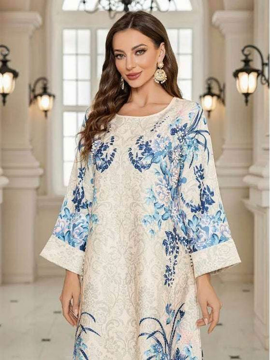 Elegant Floral Print Long Sleeve Abaya Dress 4 elegant-floral-print-long-sleeve-abaya-dress-4252173