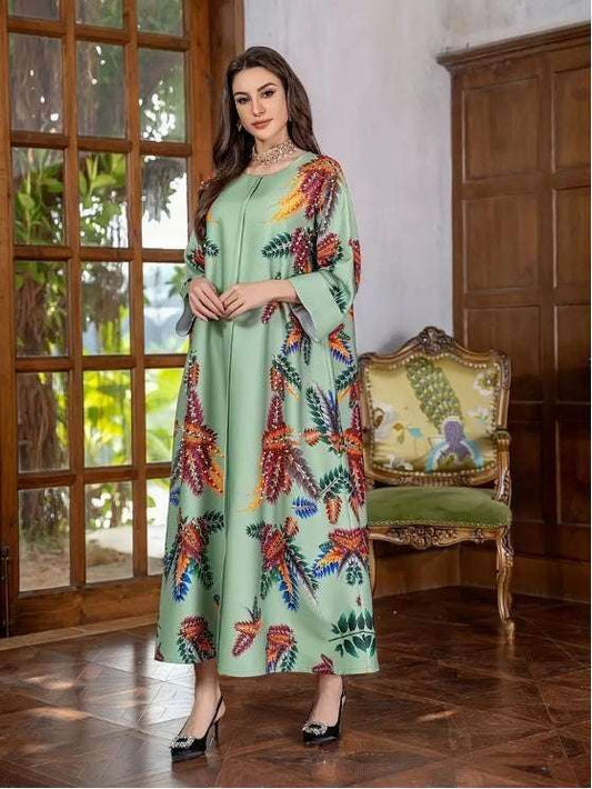 Elegant Floral Print Long Sleeve Abaya Dress 4 elegant-floral-print-long-sleeve-abaya-dress-6314239