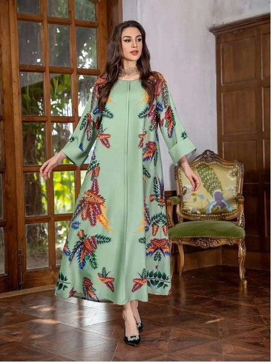 Elegant Floral Print Long Sleeve Abaya Dress 4 elegant-floral-print-long-sleeve-abaya-dress-4947590