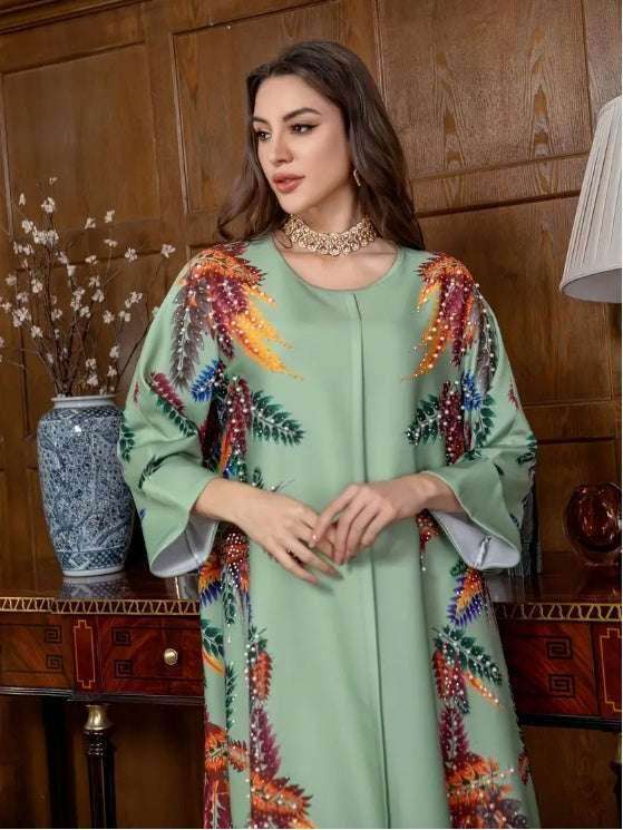Elegant Floral Print Long Sleeve Abaya Dress 4 elegant-floral-print-long-sleeve-abaya-dress-3363218