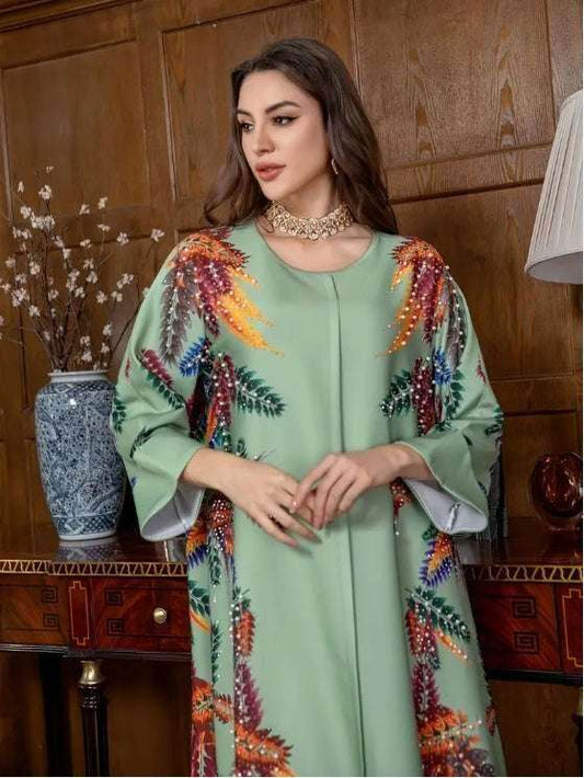 Elegant Floral Print Long Sleeve Abaya Dress 4 elegant-floral-print-long-sleeve-abaya-dress-3363218