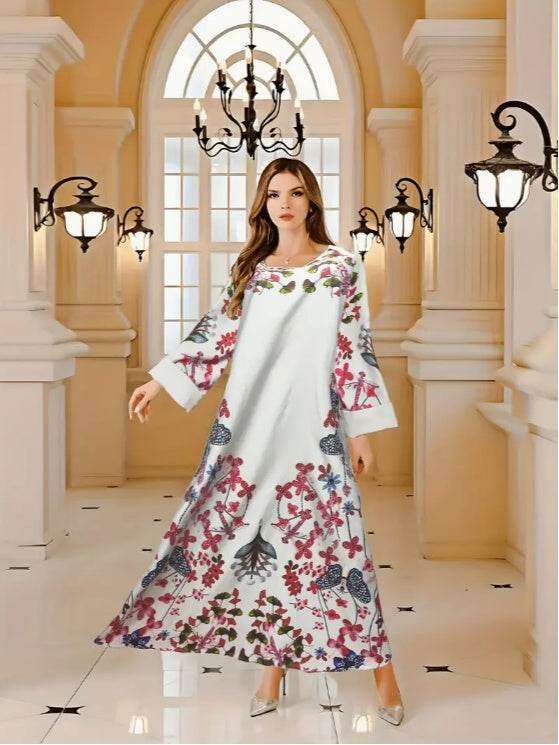 Elegant Floral Print Long Sleeve Abaya Dress 4 elegant-floral-print-long-sleeve-abaya-dress-8381762