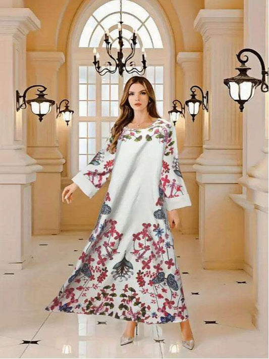 Elegant Floral Print Long Sleeve Abaya Dress 4 elegant-floral-print-long-sleeve-abaya-dress-8381762