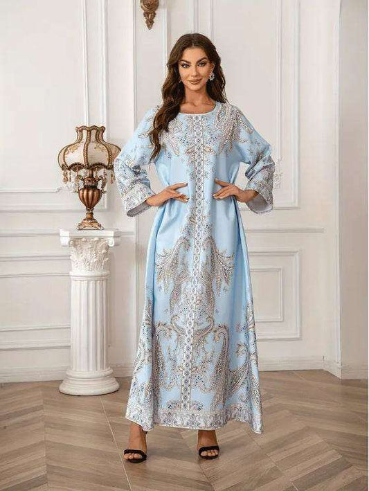 Elegant Floral Print Long Sleeve Abaya Dress 4 elegant-floral-print-long-sleeve-abaya-dress-7460840