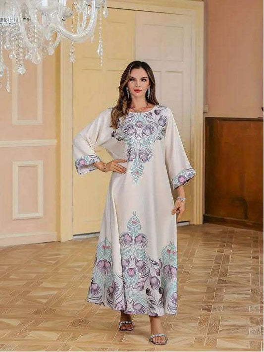 Elegant Floral Print Long Sleeve Abaya Dress 4 elegant-floral-print-long-sleeve-abaya-dress-4630173
