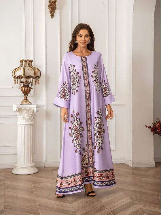 Elegant Floral Print Long Sleeve Abaya Dress 4 elegant-floral-print-long-sleeve-abaya-dress-7043991