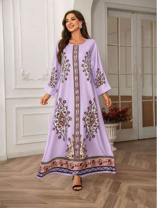 Elegant Floral Print Long Sleeve Abaya Dress 4 elegant-floral-print-long-sleeve-abaya-dress-7530344