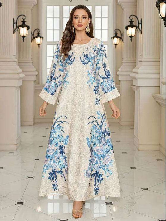 Elegant Floral Print Long Sleeve Abaya Dress 4 elegant-floral-print-long-sleeve-abaya-dress-5572187