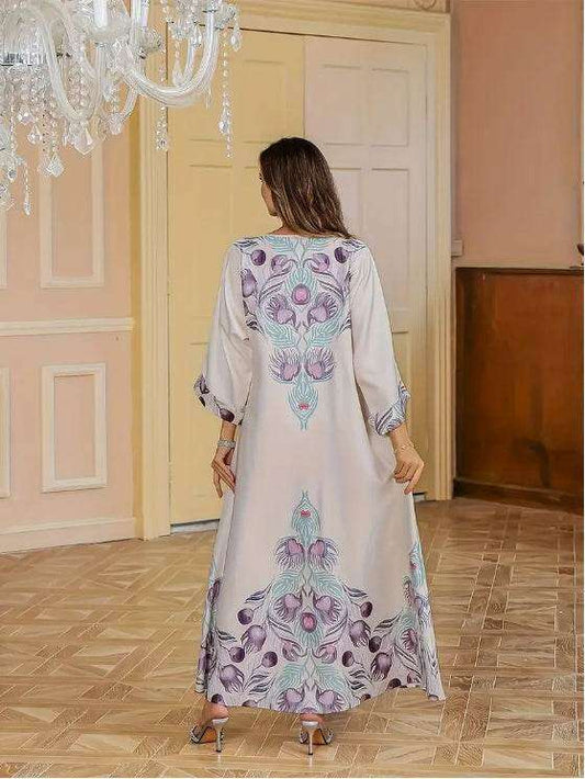 Elegant Floral Print Long Sleeve Abaya Dress 4 elegant-floral-print-long-sleeve-abaya-dress-5087163