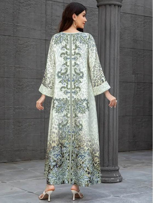 Elegant Floral Print Long Sleeve Abaya Dress 4 elegant-floral-print-long-sleeve-abaya-dress-7332894