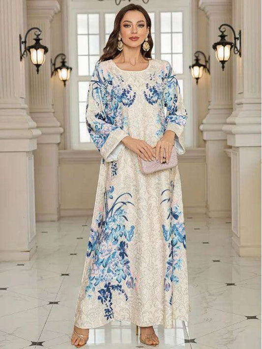 Elegant Floral Print Long Sleeve Abaya Dress 4 elegant-floral-print-long-sleeve-abaya-dress-7276912