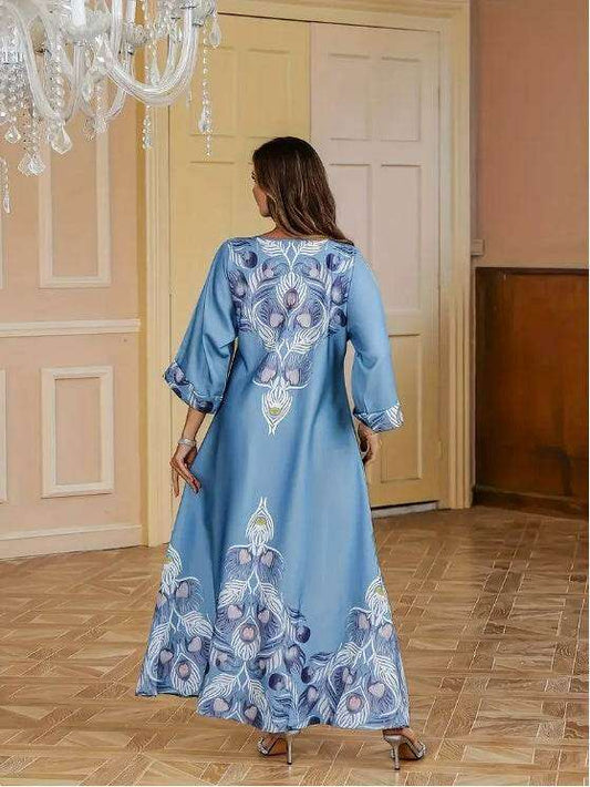 Elegant Floral Print Long Sleeve Abaya Dress 4 elegant-floral-print-long-sleeve-abaya-dress-4185872