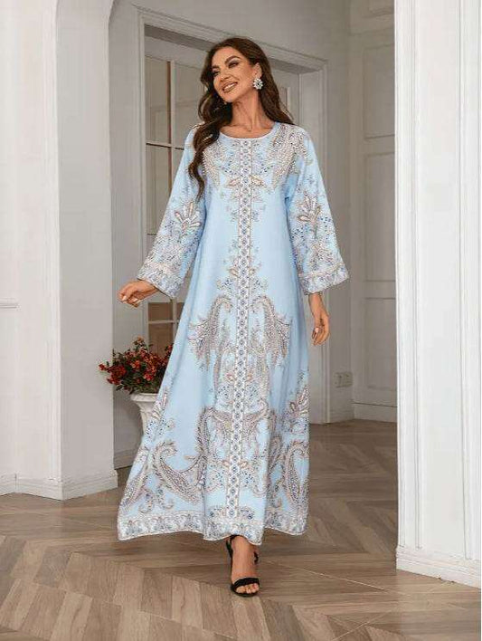 Elegant Floral Print Long Sleeve Abaya Dress 4 elegant-floral-print-long-sleeve-abaya-dress-4139892