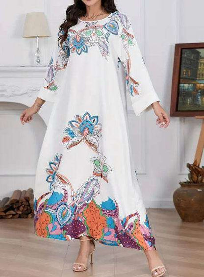 Elegant Floral Print Long Sleeve Abaya Dress 4 elegant-floral-print-long-sleeve-abaya-dress-2495072